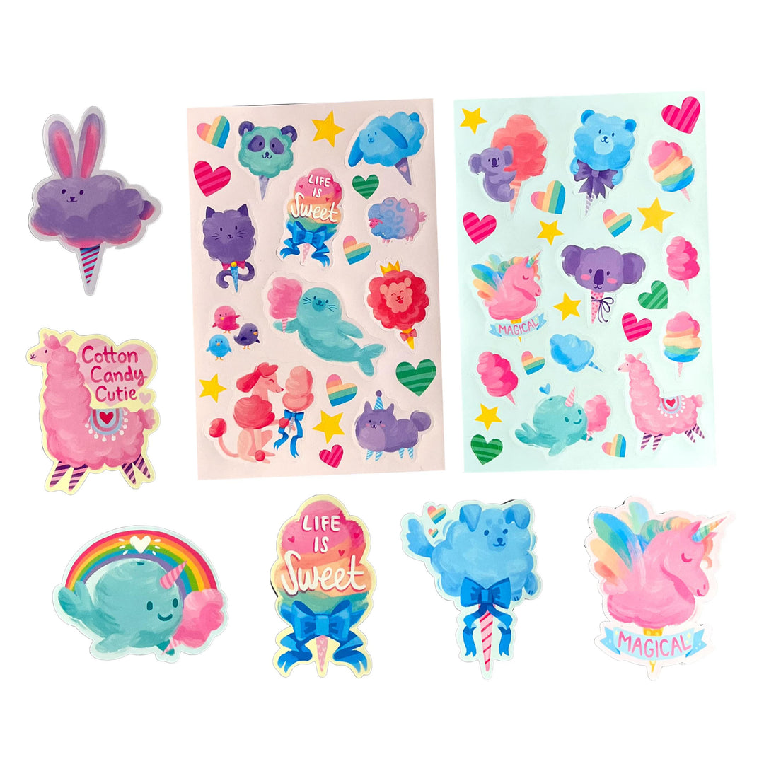 Contents Of Fluffy Cotton Candy Scented Sticker Pack