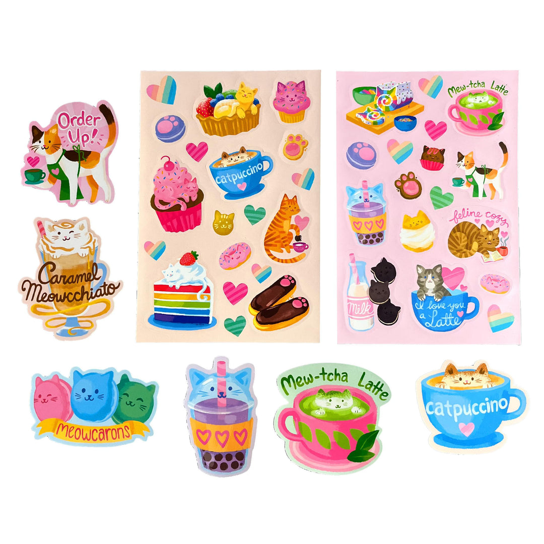 Contents Of Cat Cafe Scented Sticker Pack