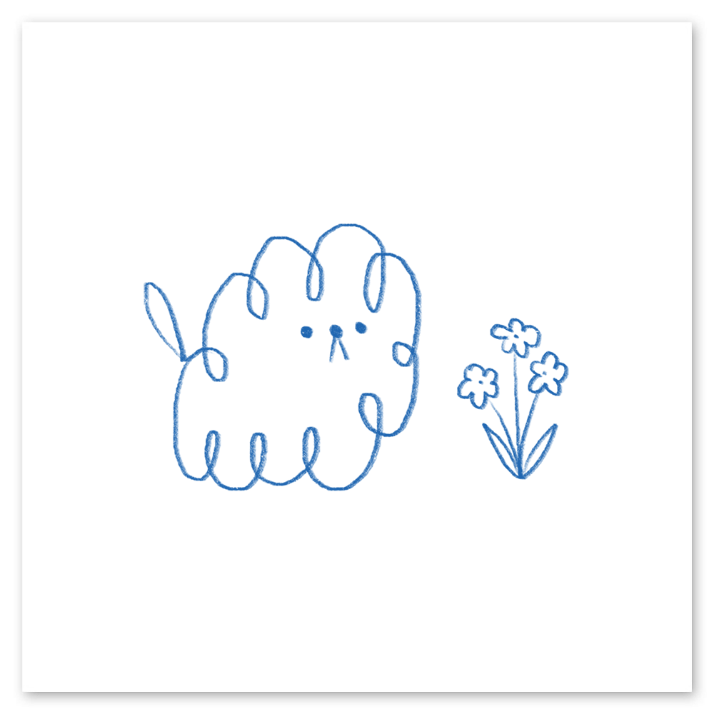 Blue Outline Scribble Dog And Scribble Flower Tattly Temporary Tattoos
