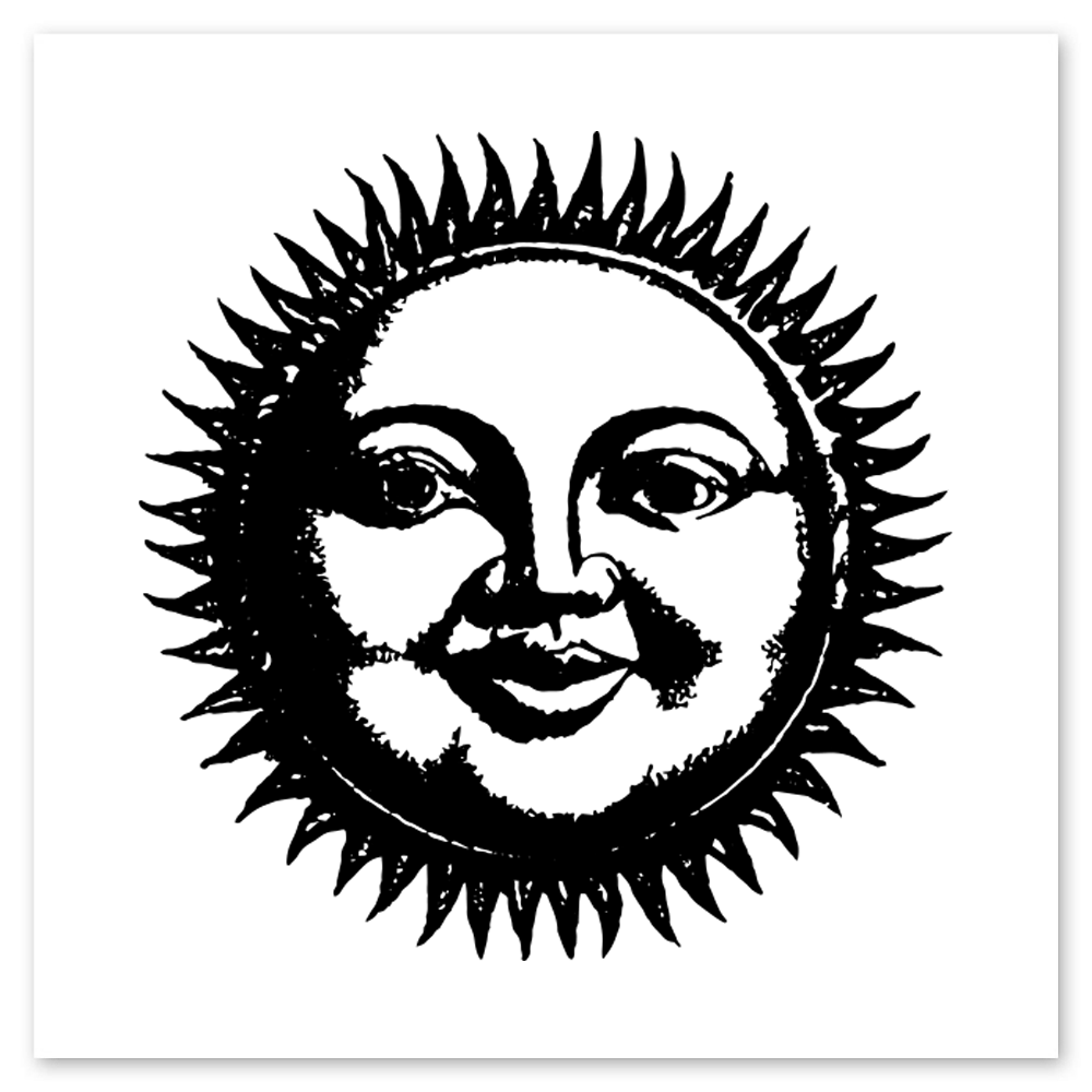 Black And White Vintage Sun Face Tattly Temporary Tattoos
