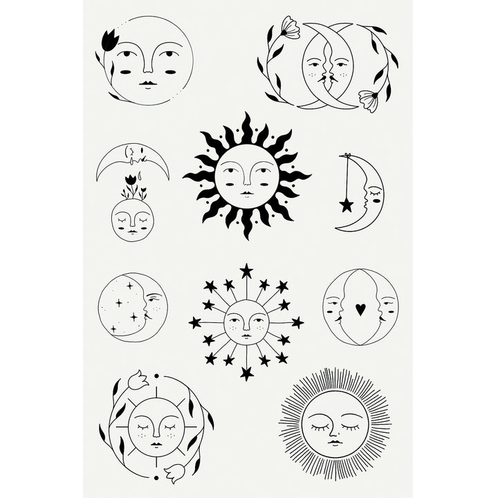 Night And Day Sun And Moon Tattly Temporary Tattoo Sheets