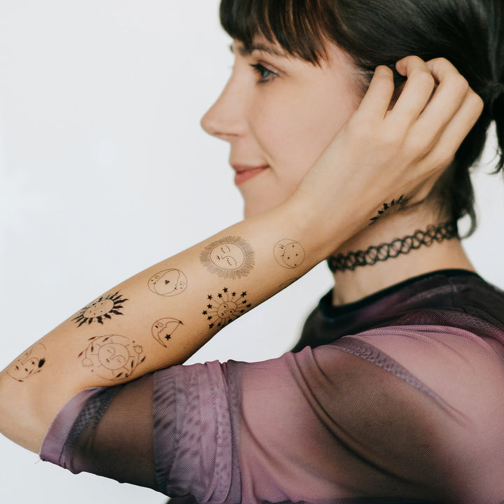 Night And Day Sun And Moon Tattly Temporary Tattoo Sheets