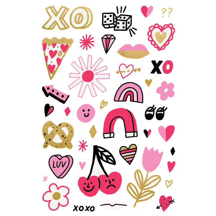 Golden Hearts Metallic Tattly Temporary Tattoo Sheets
