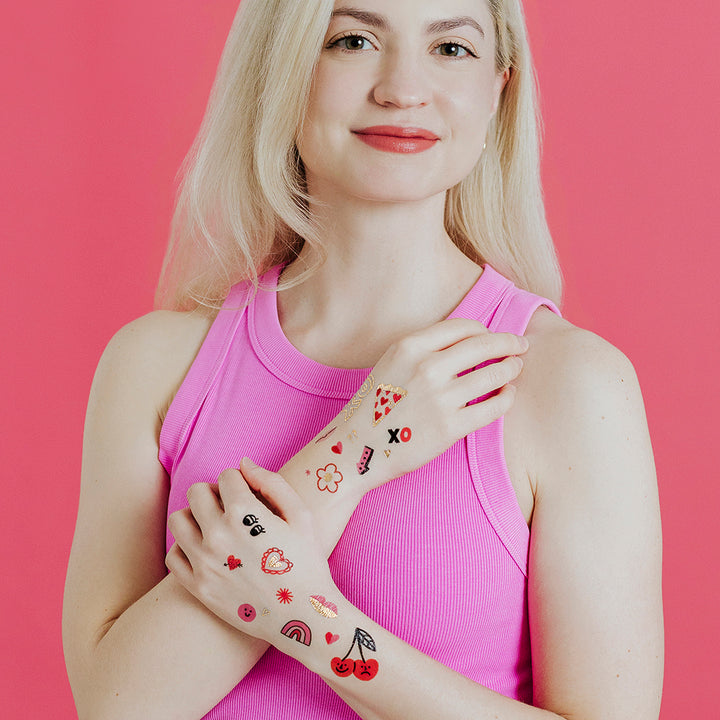 Golden Hearts Metallic Tattly Temporary Tattoo Sheets