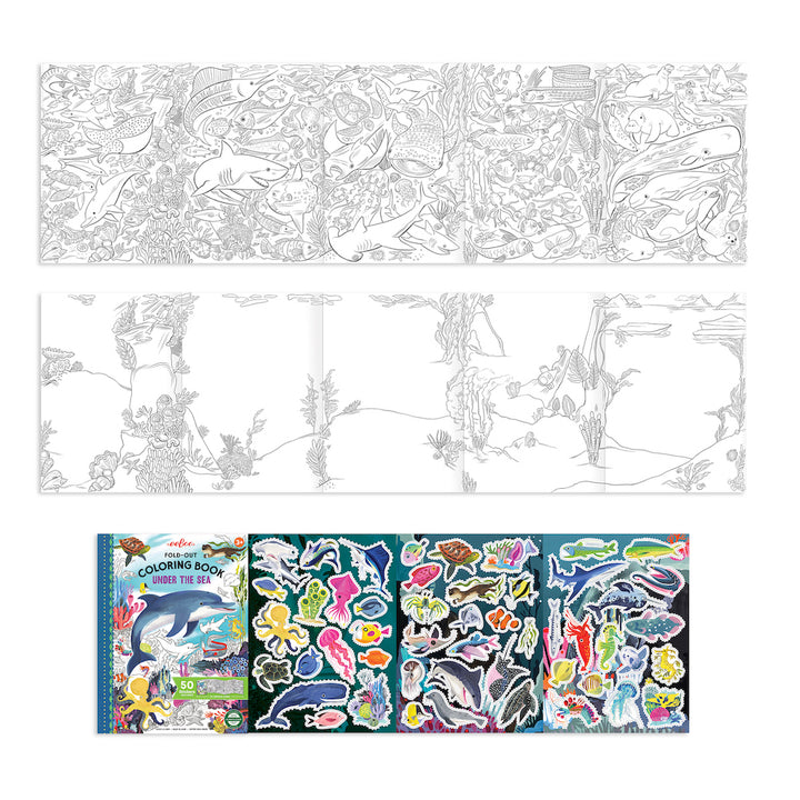 Under the Sea Fold-Out Coloring Book with Stickers