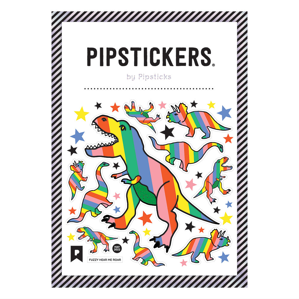 Rainbow-Colored Dinosaurs Fuzzy Stickers