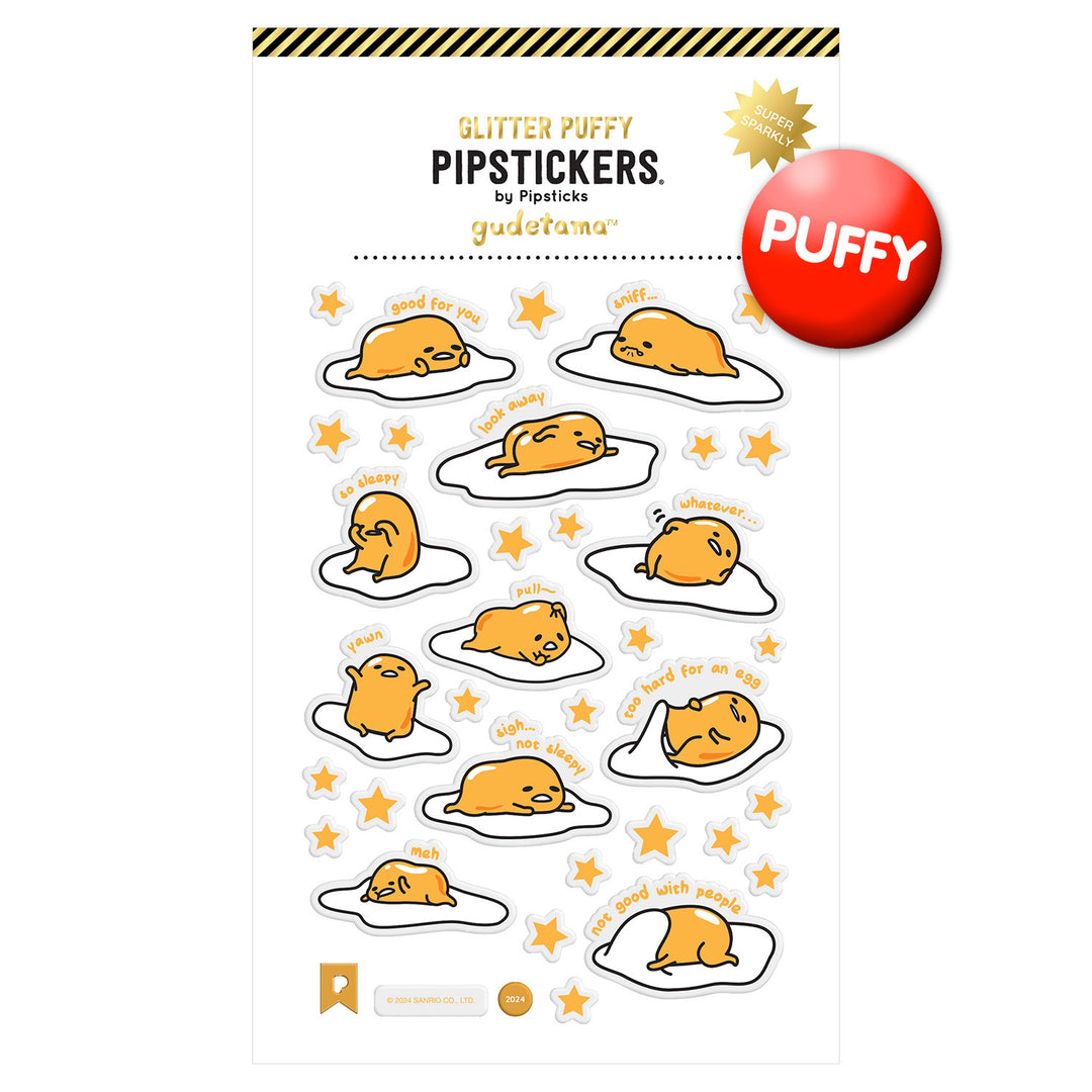 Gudetama Good Vibes Only Glitter Puffy Stickers