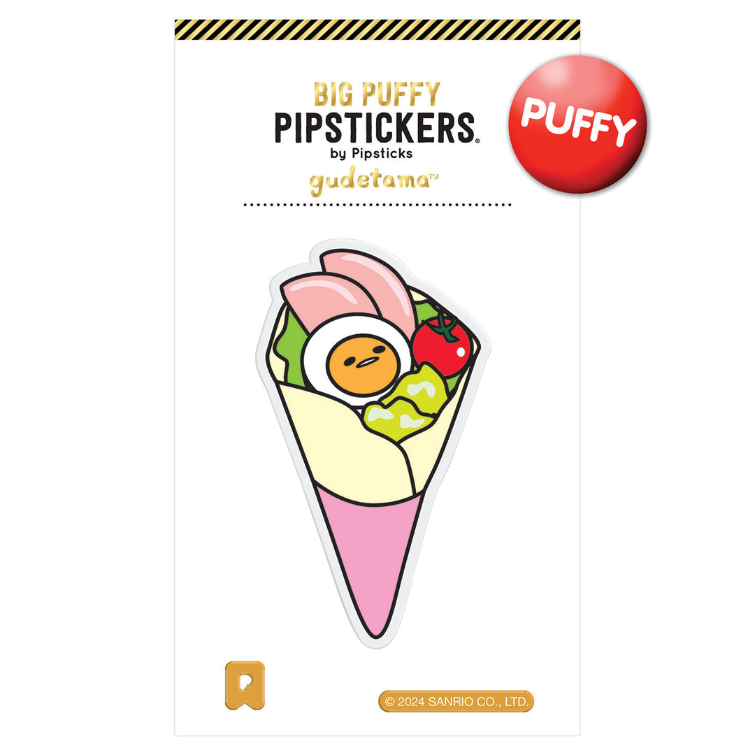 Big Puffy Gudetama Roll With It Handroll Puffy Sticker