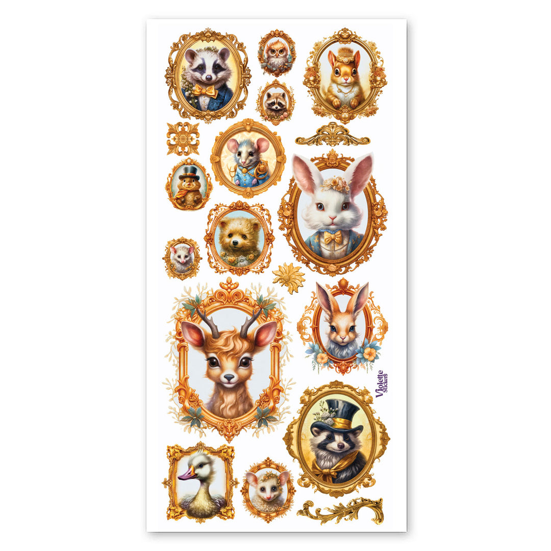 Gold-Framed Critters Stickers