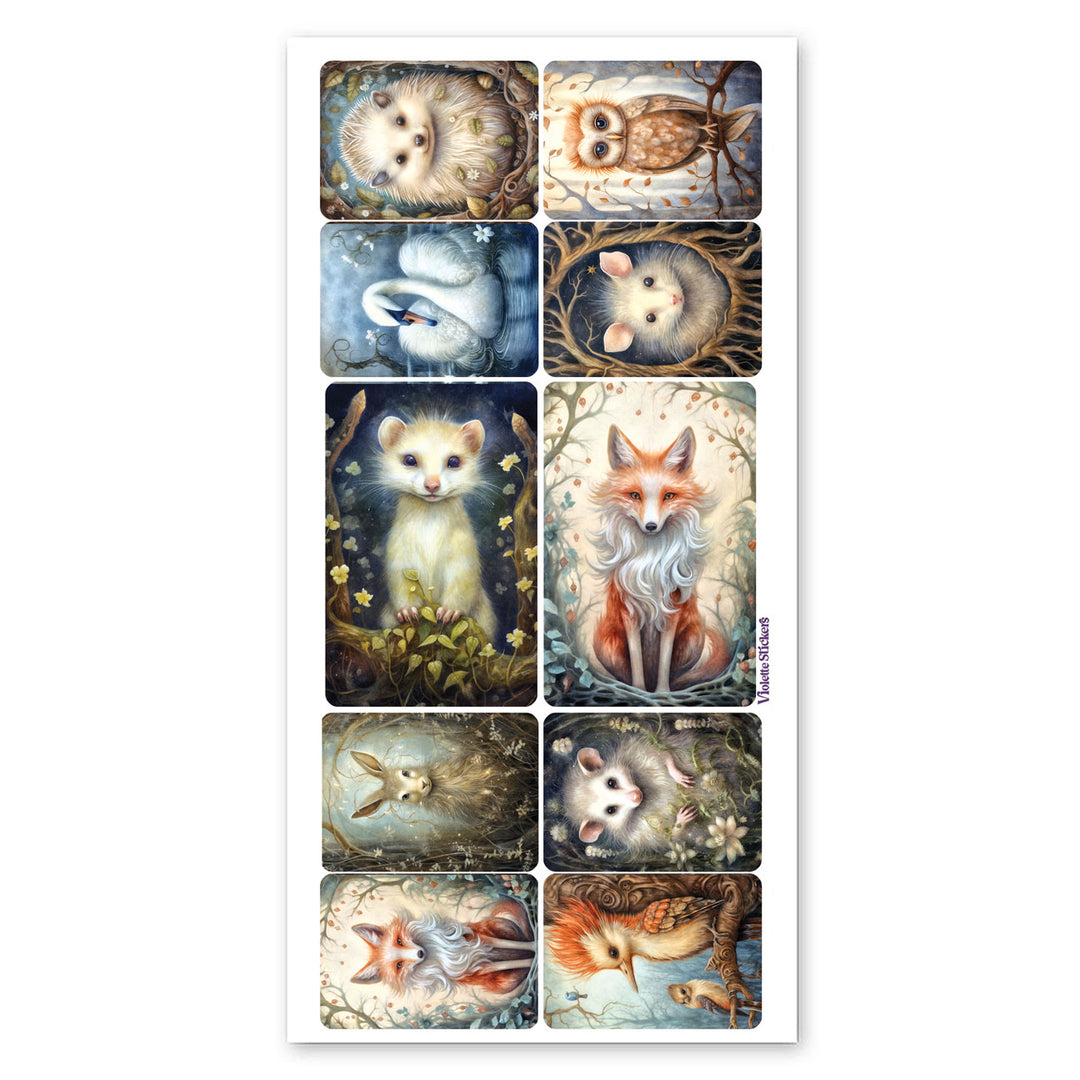 Crystal Night Forest Animal Stickers