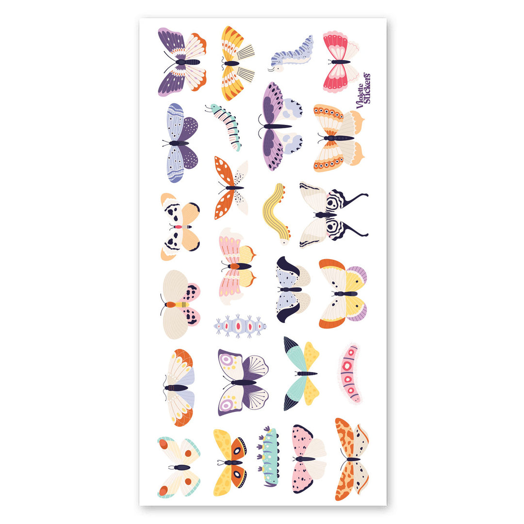 Crystal Caterpillar And Butterflies Stickers