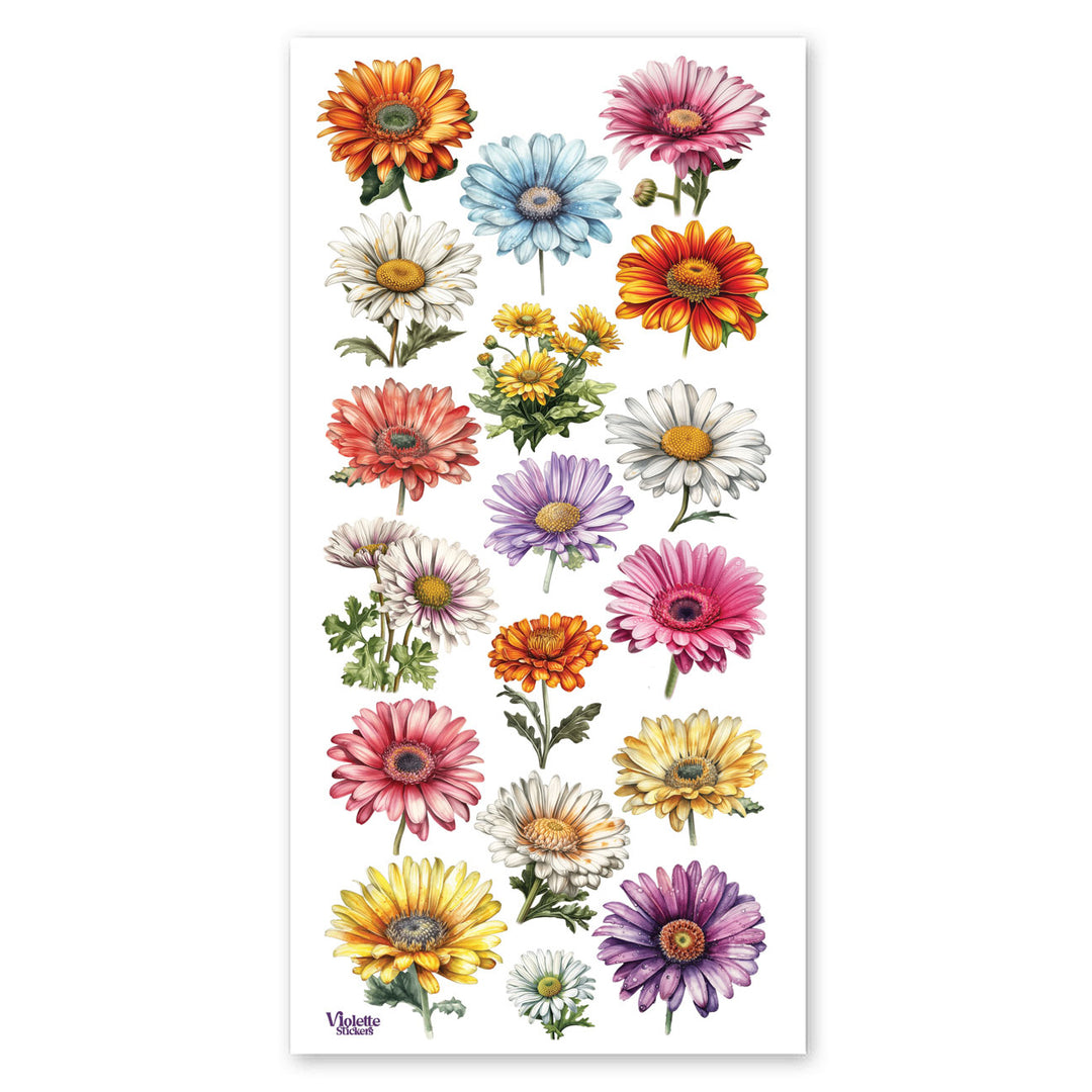 Colorful Daisies Stickers