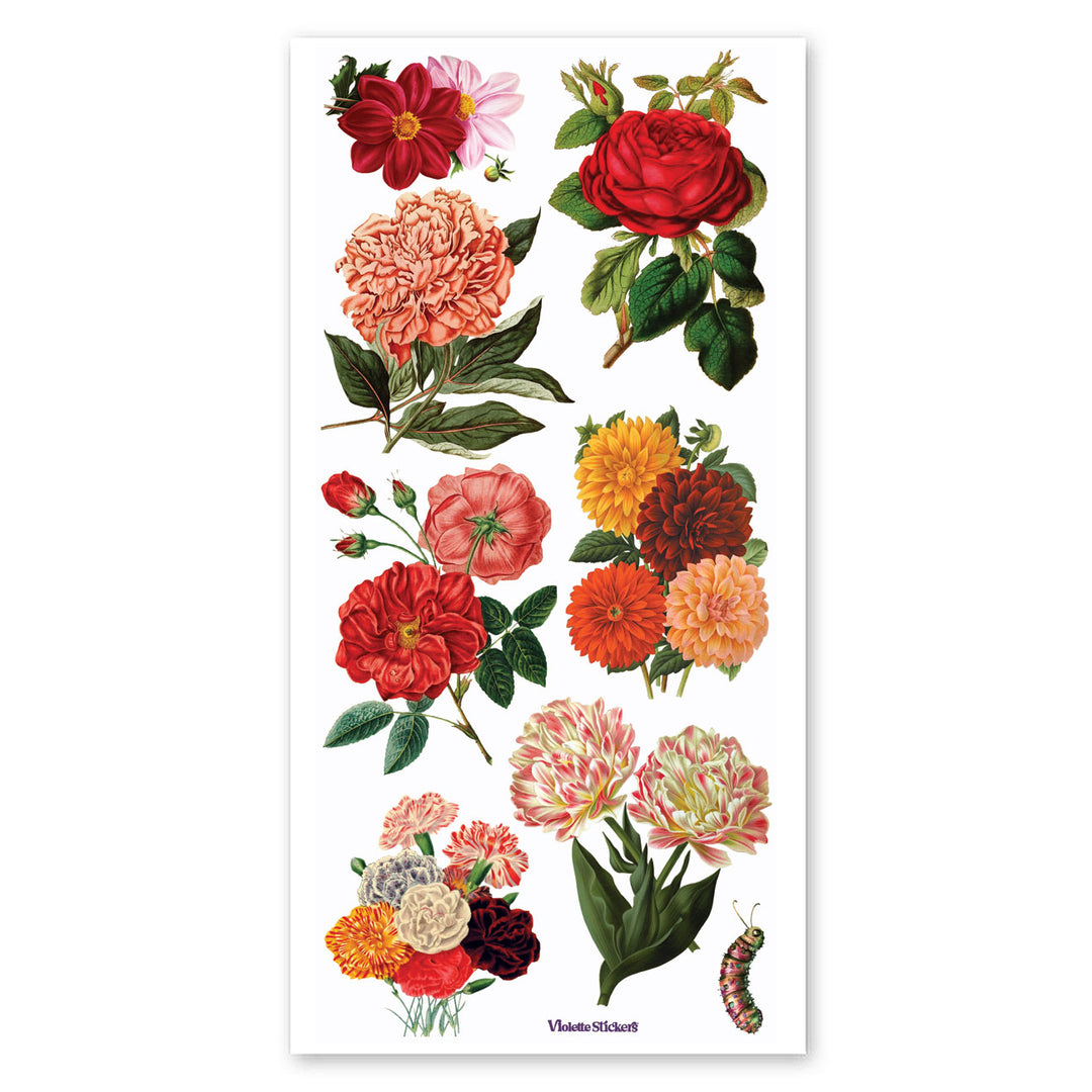Crystalline Autumn Floral Sparkly Stickers