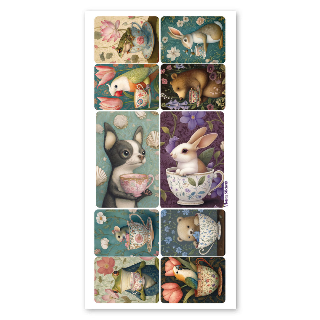 Crystalline Teacup Animals Sparkly Stickers