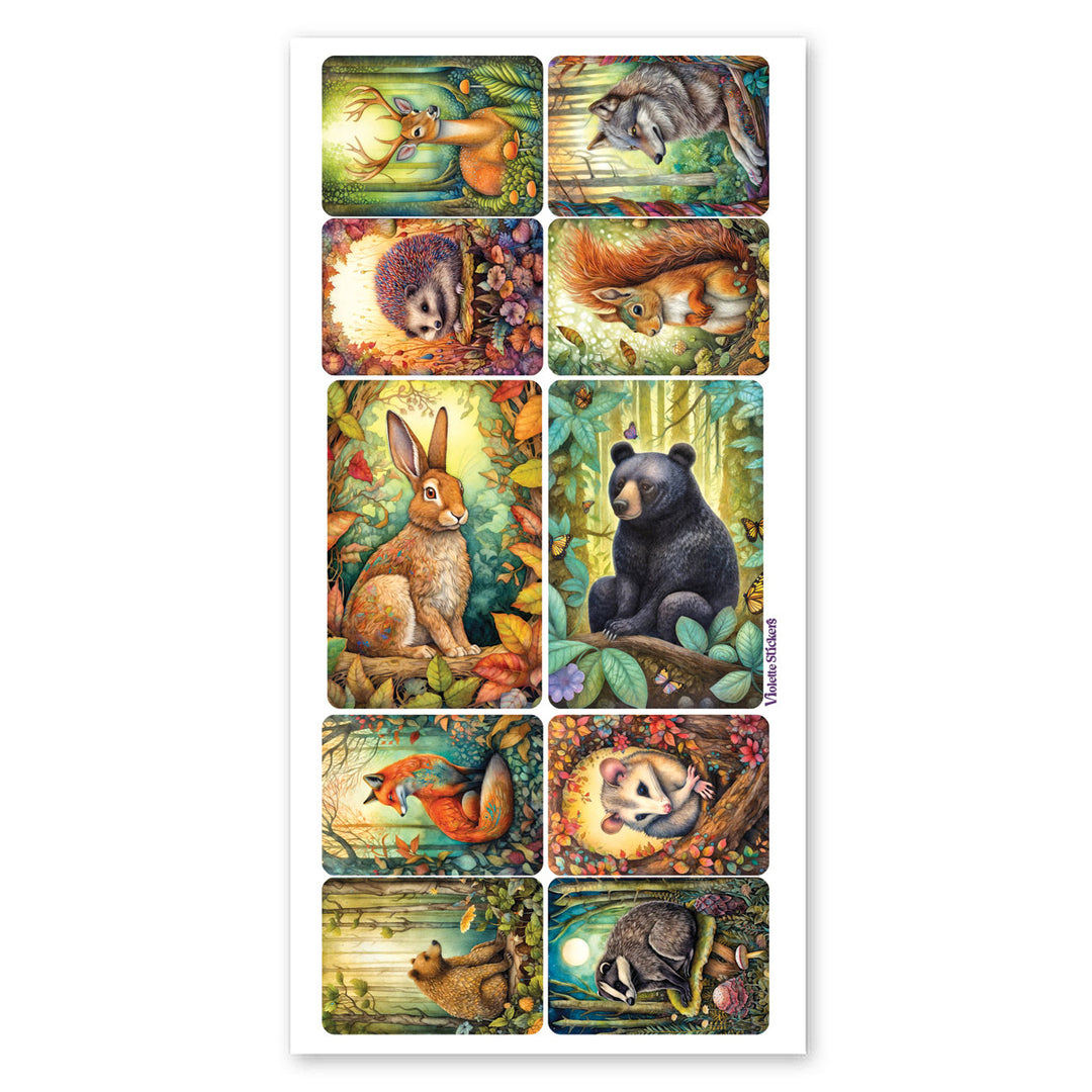 Crystalline Forest Animals Sparkly Stickers