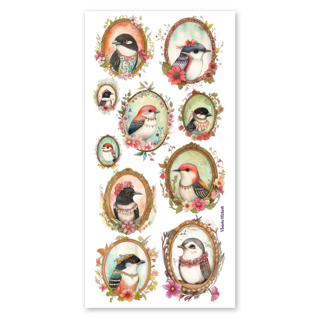 Gold Bird Portraits Stickers