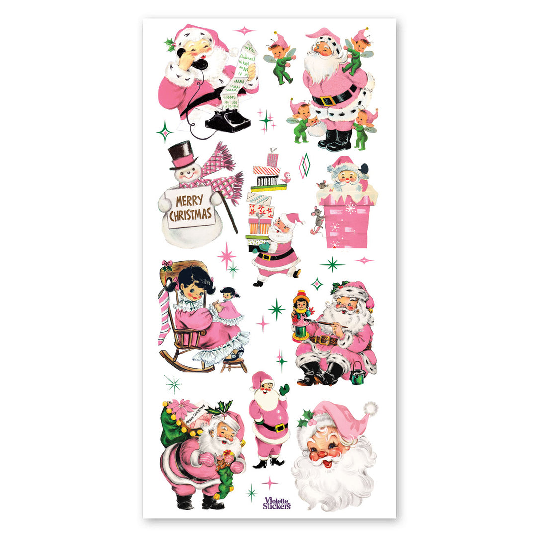Pink Christmas Greetings Stickers