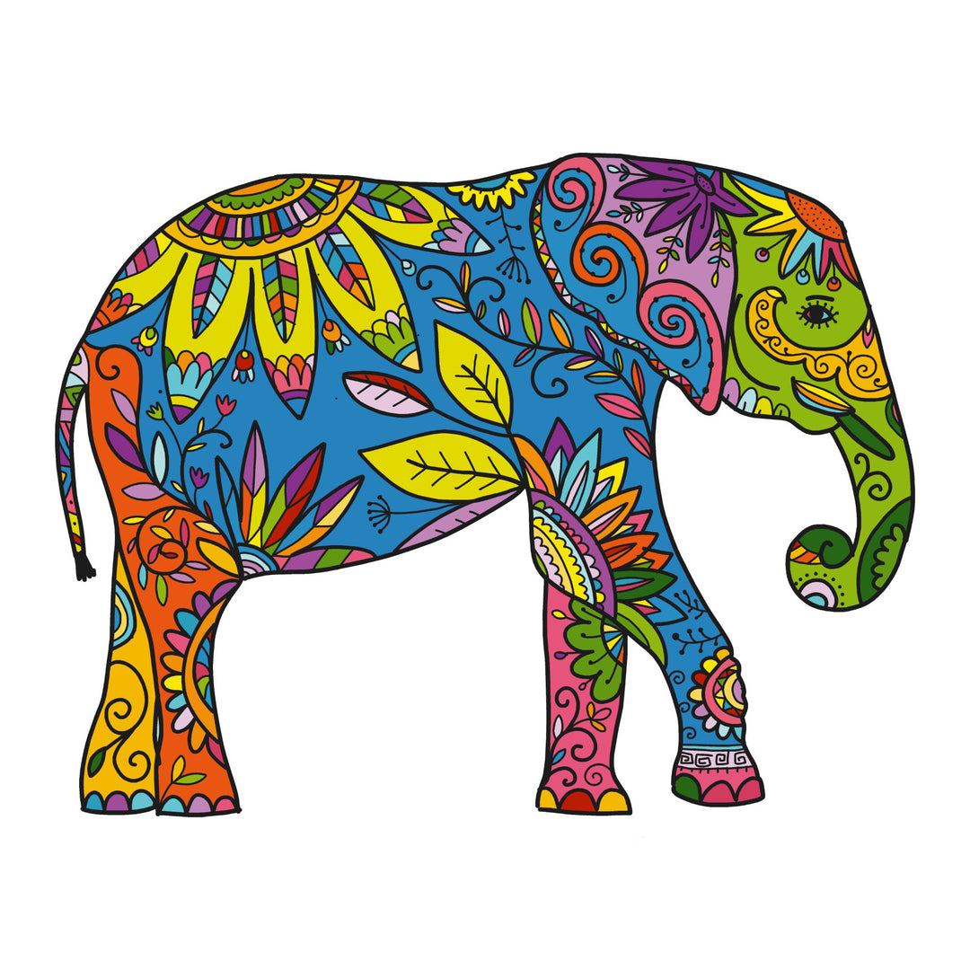 Beautiful Elephant with Colorful Designs Vinyl Sticker Decal
