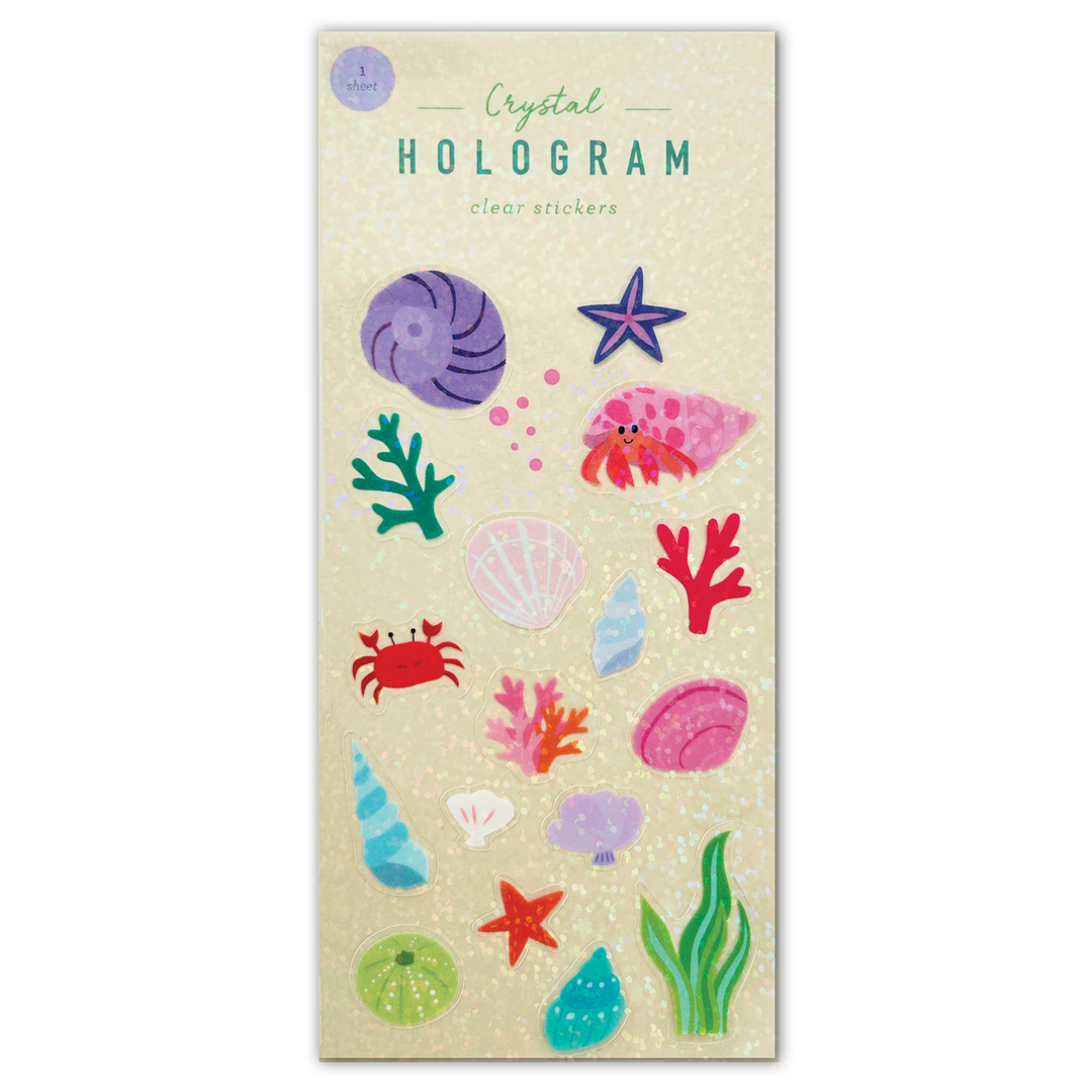Sea Shells Hologram Clear Stickers