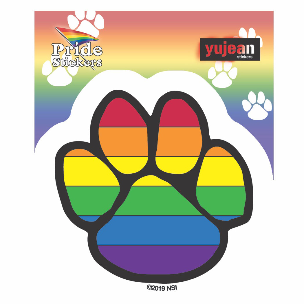 Rainbow Pawprint Vinyl Sticker Decal