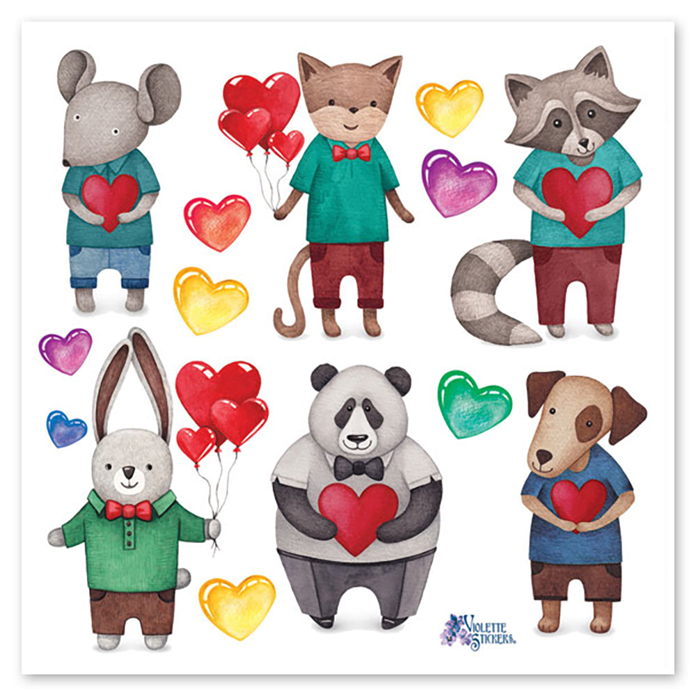 Bear Hearts Stickers