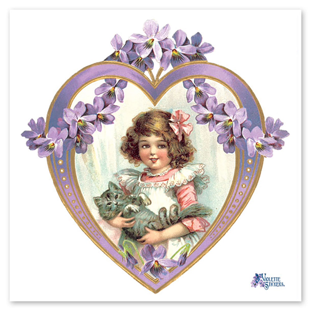 Violette Girl With Cat Heart Sticker 