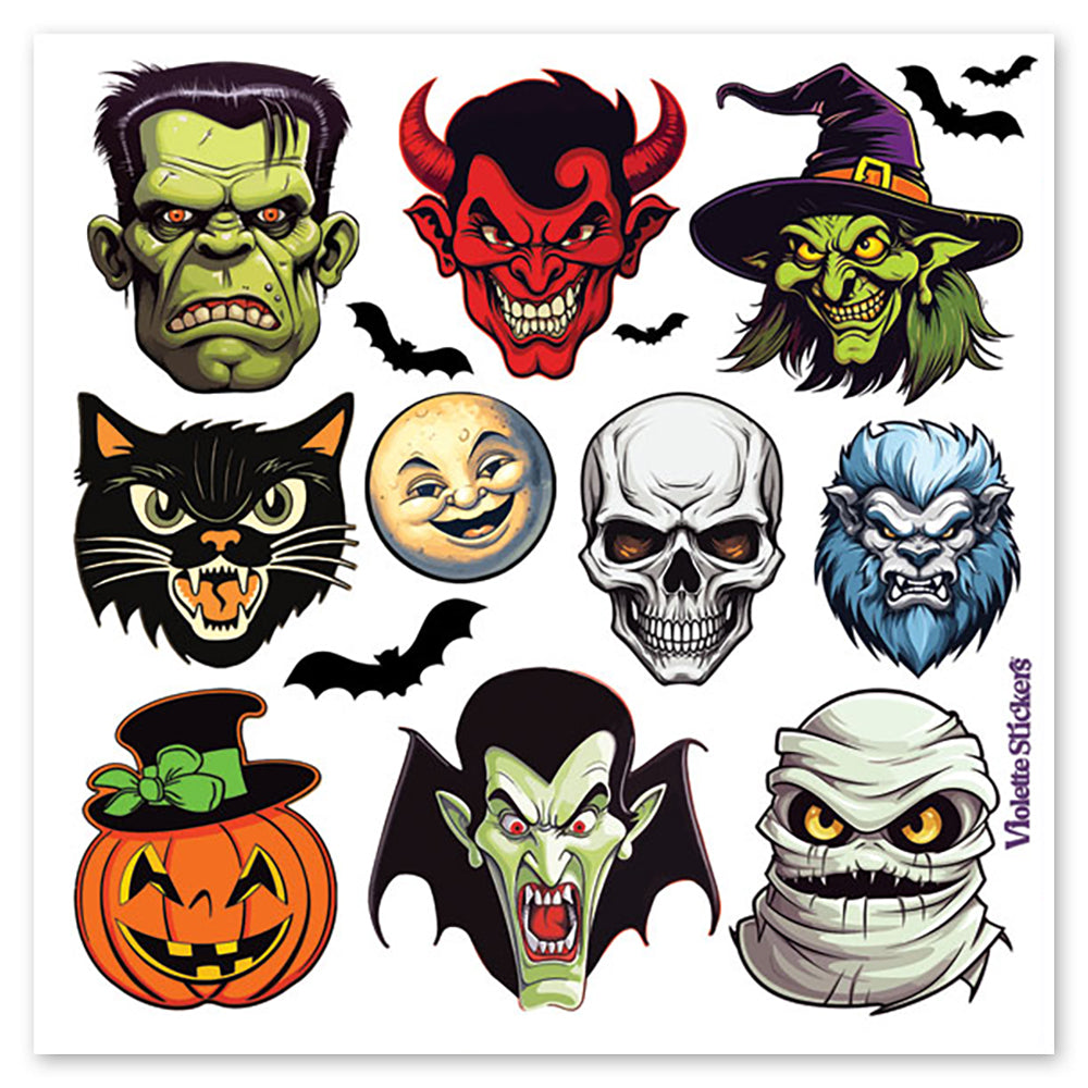 Crystal Halloween Monsters Sparkly Stickers