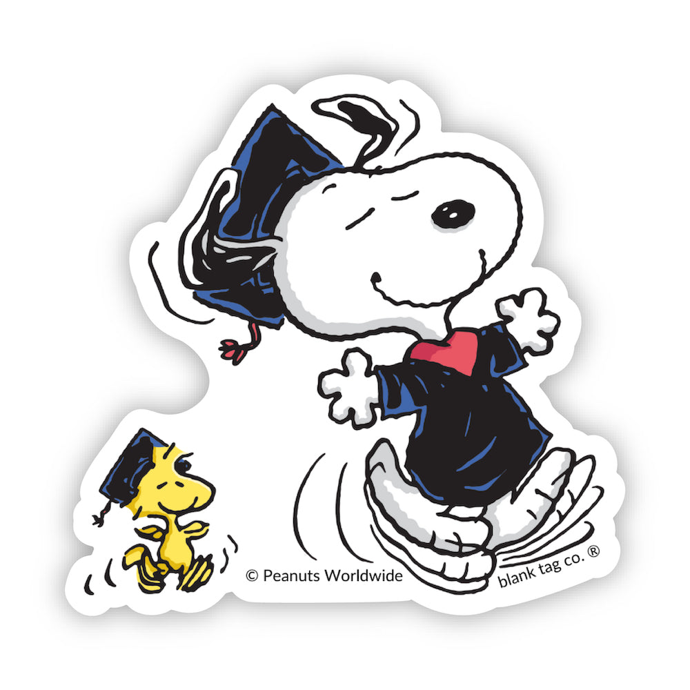 The Peanuts Graduating Snoopy and Woodstock Vinyl Sticker Decal