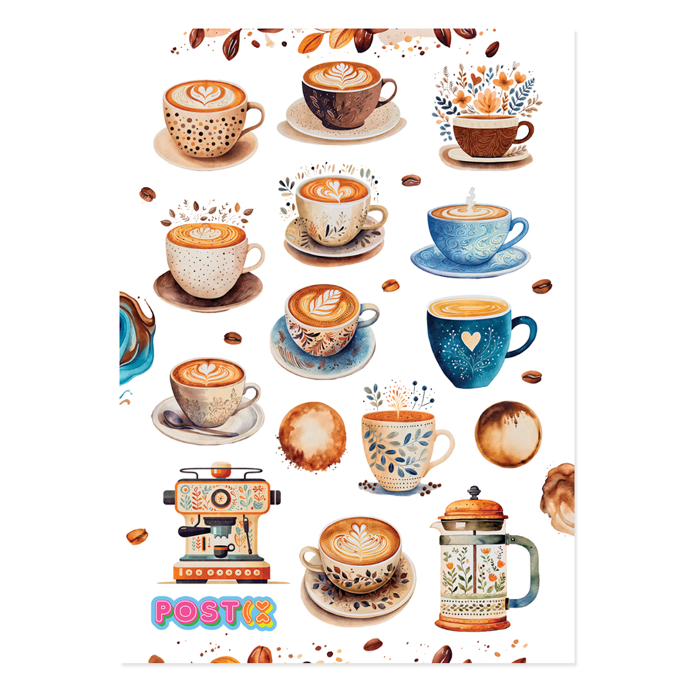 Coffee Art Washi Sticker Sheet