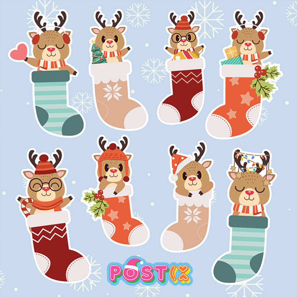 Reindeer Stockings Square Stickers