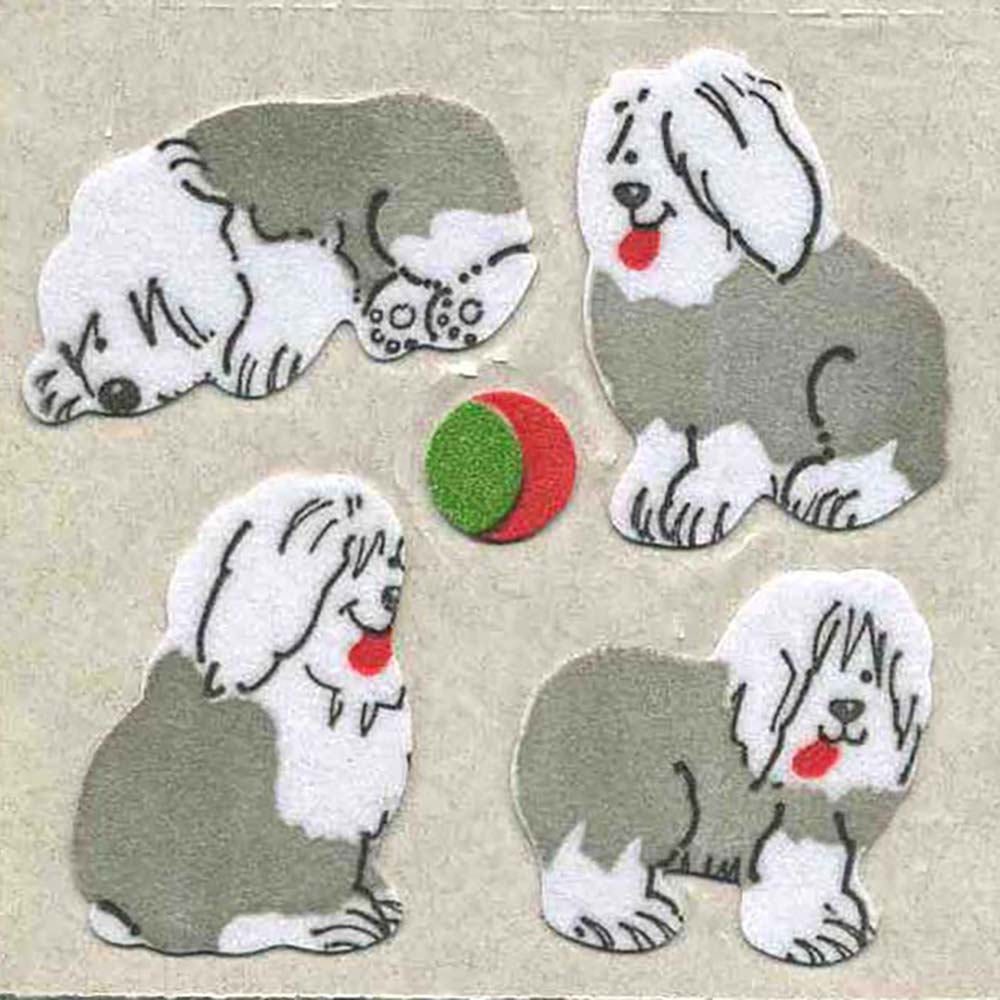 Sheepdog Puppies Fuzzy Stickers