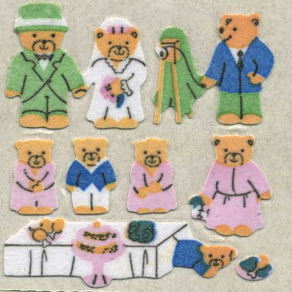 Micro Teddy Wedding Fuzzy Stickers