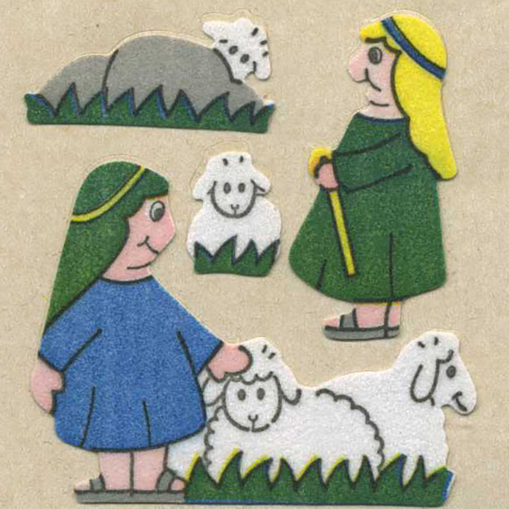 Shepherds And Sheep Fuzzy Stickers