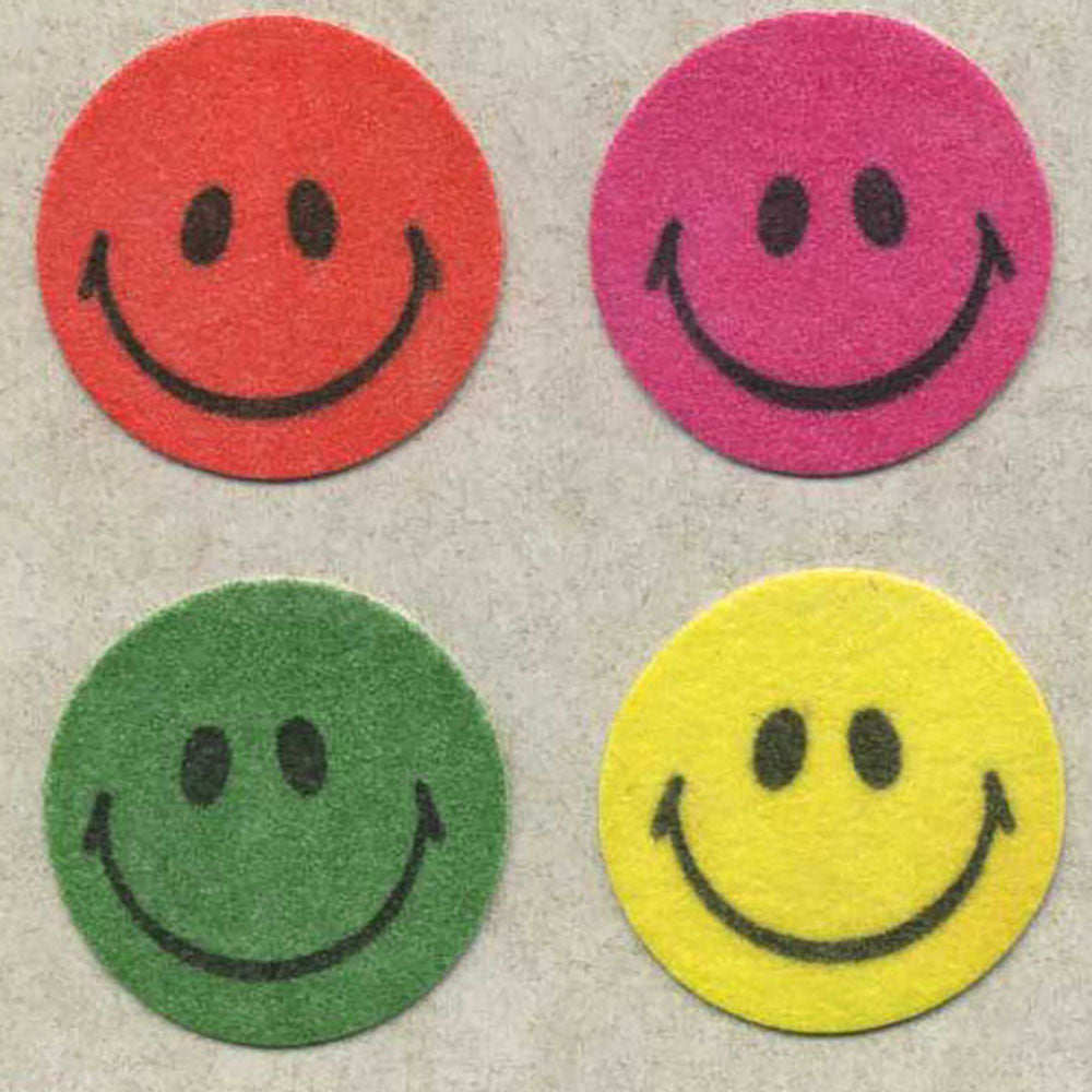 Four Smiley Faces Fuzzy Stickers