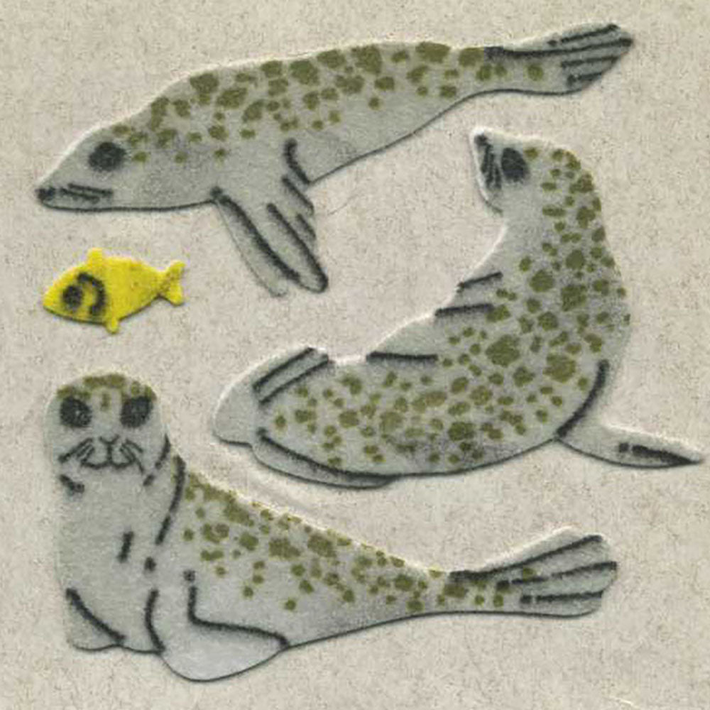 Seals And Fish Fuzzy Stickers