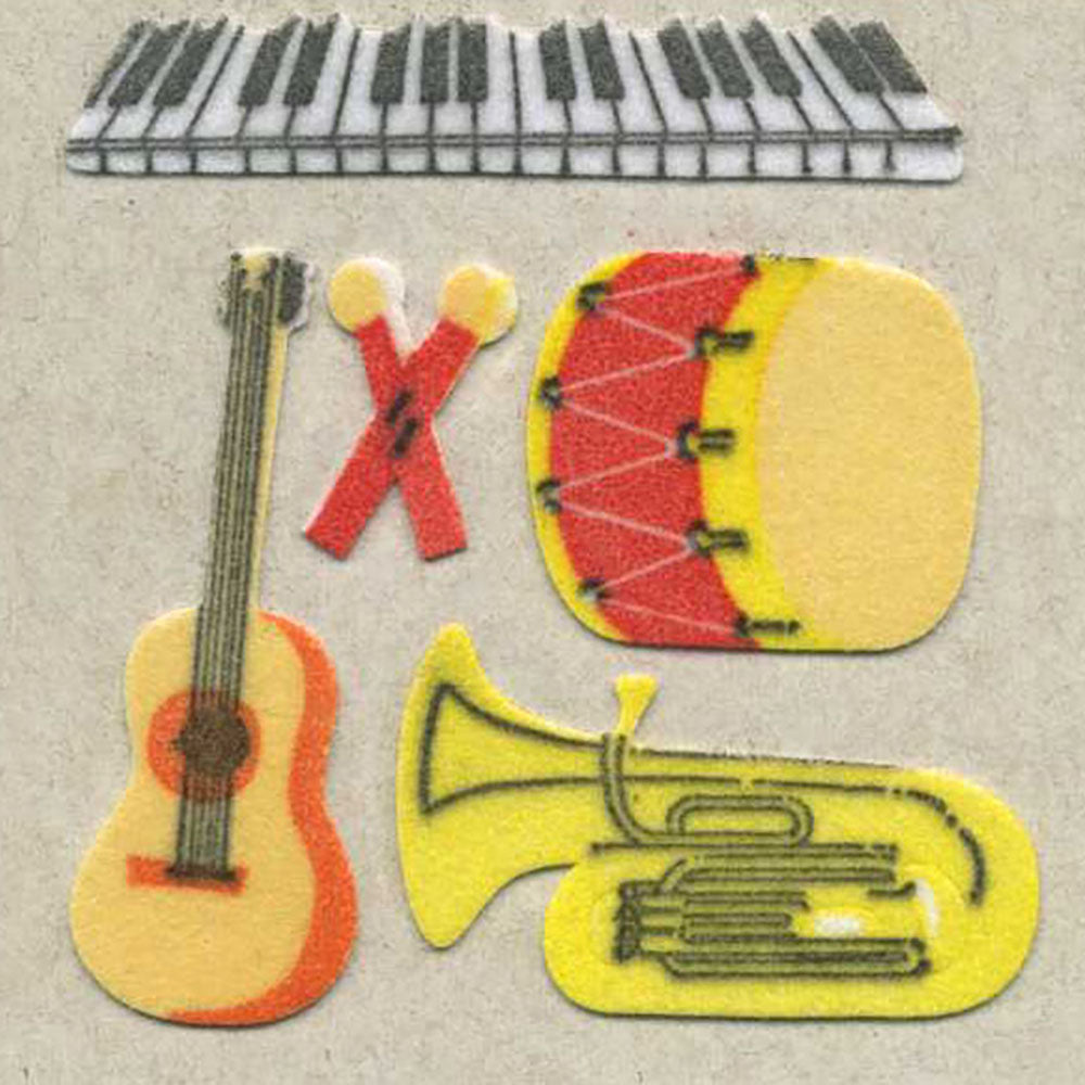 Musical Instrument Fuzzy Stickers