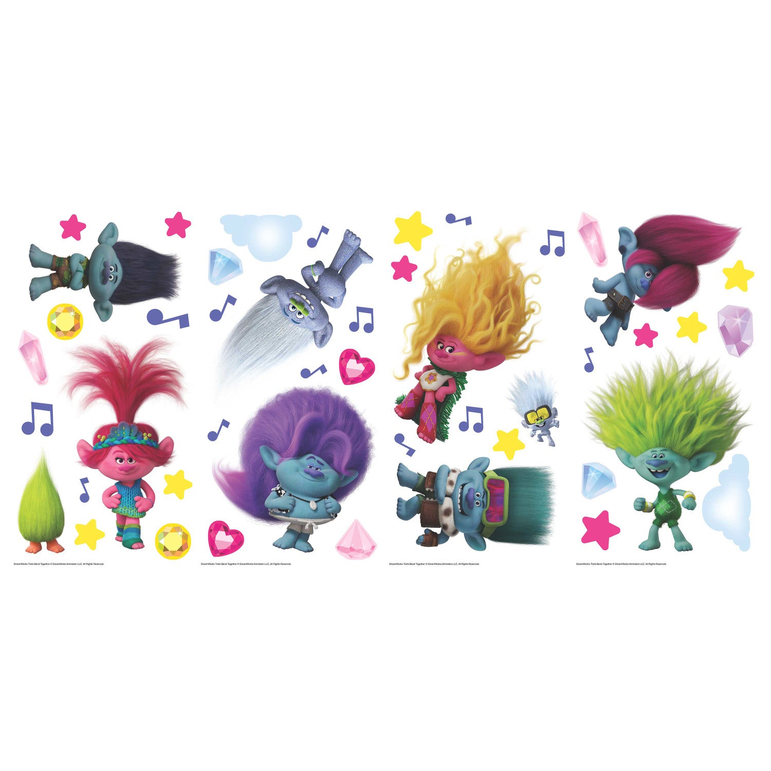 Trolls 3 Band Together Glitter Wall Sticker Decals Sticker