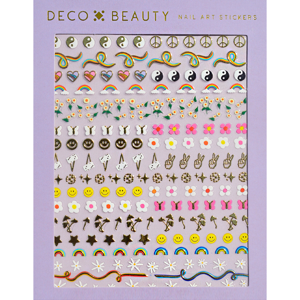 Stay Groovy Peace Sign and Flower Nail Art Stickers