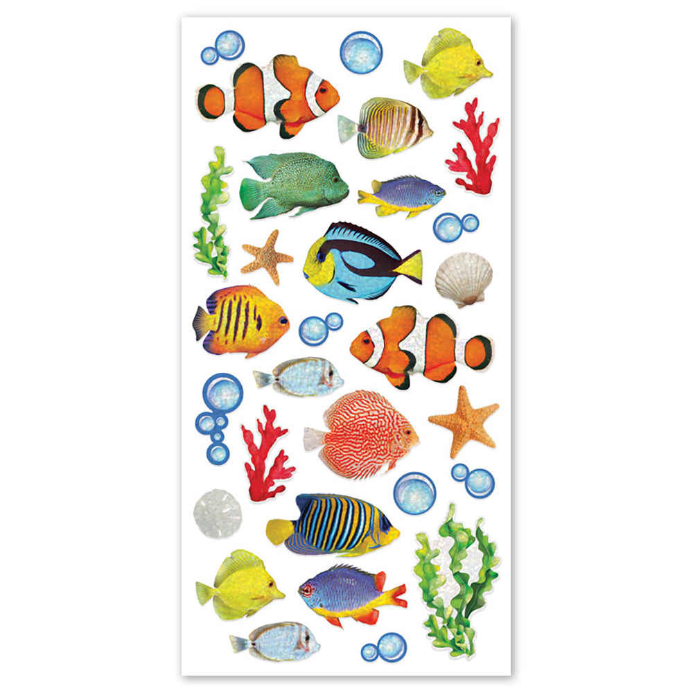 Tropical Fish Holographic Foil Stickers - Packaged