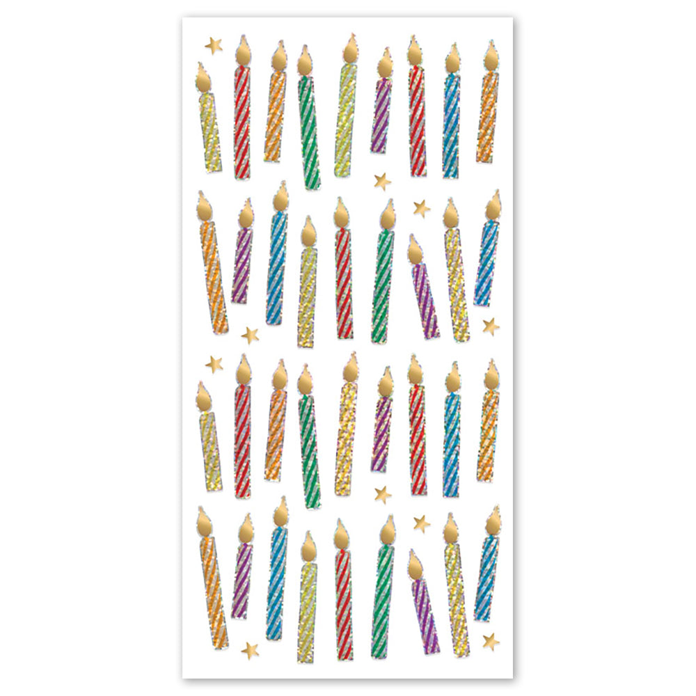 Birthday Candles Holographic Foil Stickers - Packaged