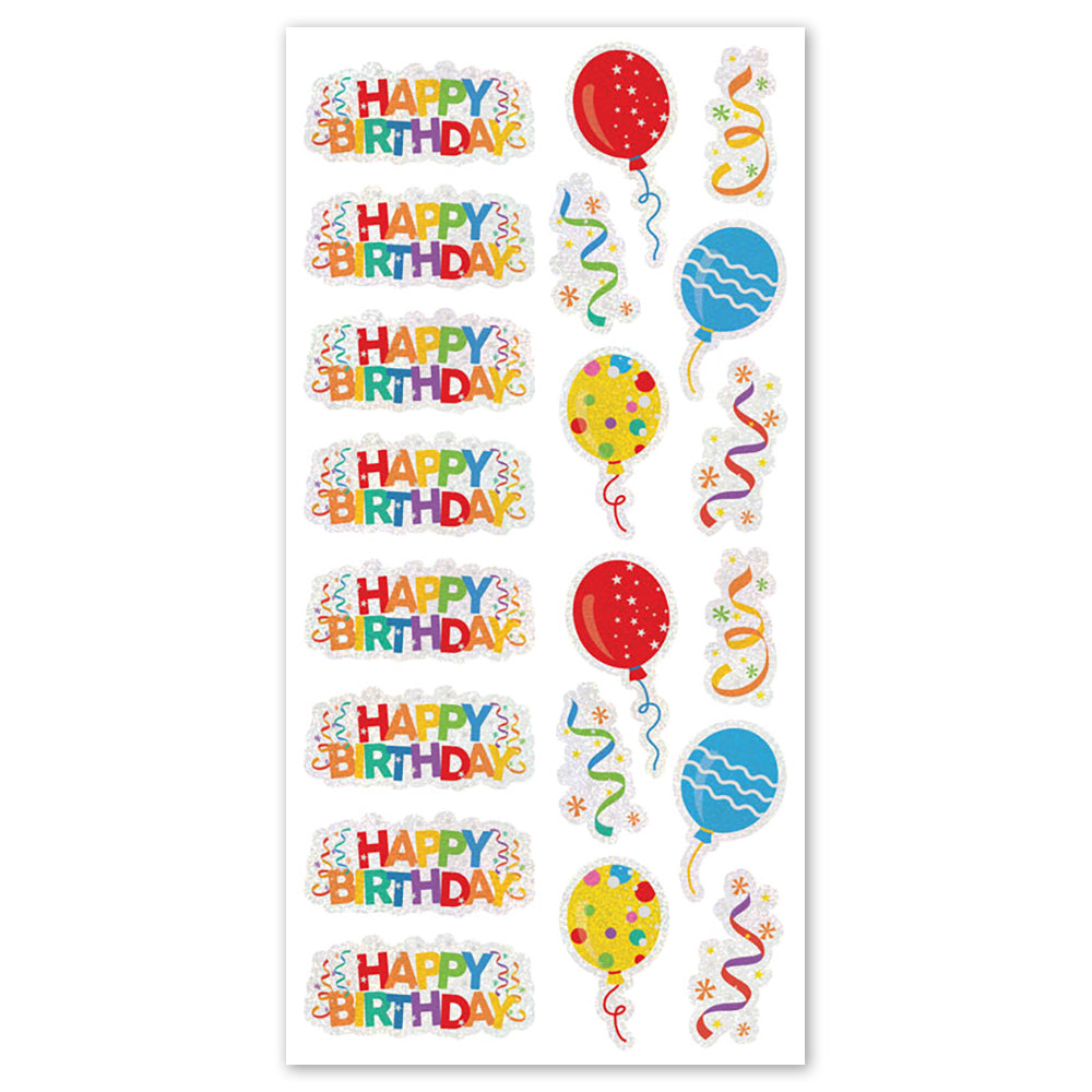 Birthday Holographic Foil Stickers - Packaged