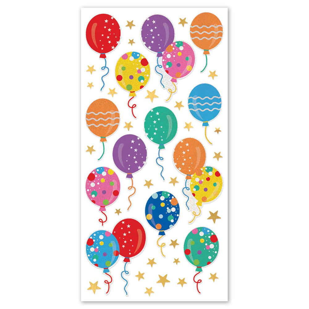 Birthday Balloons Holographic Foil Stickers - Packaged