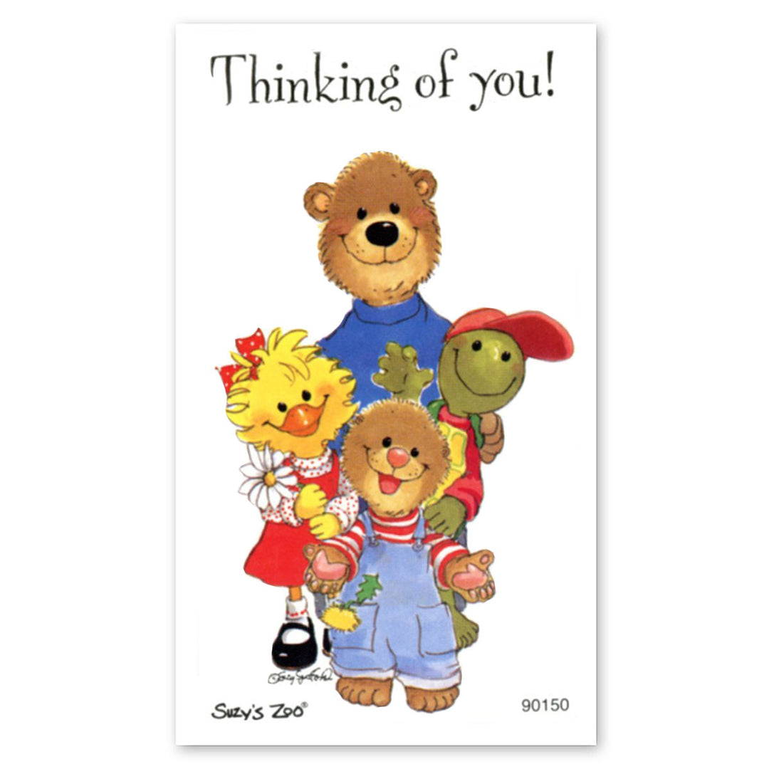 Thinking Of You Phrase With Four Animated Animals Sticker