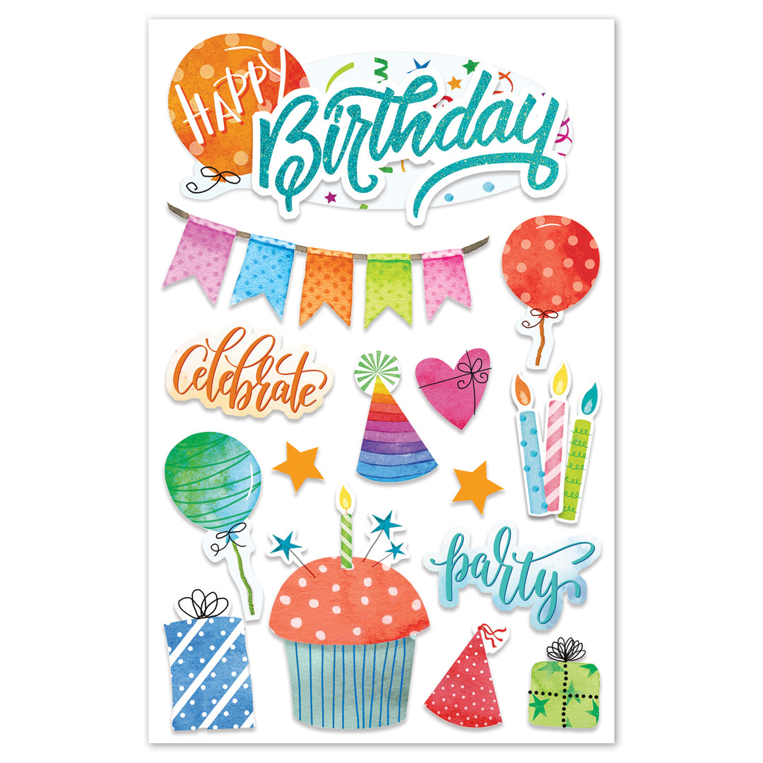 Birthday Celebration 3-D Stickers