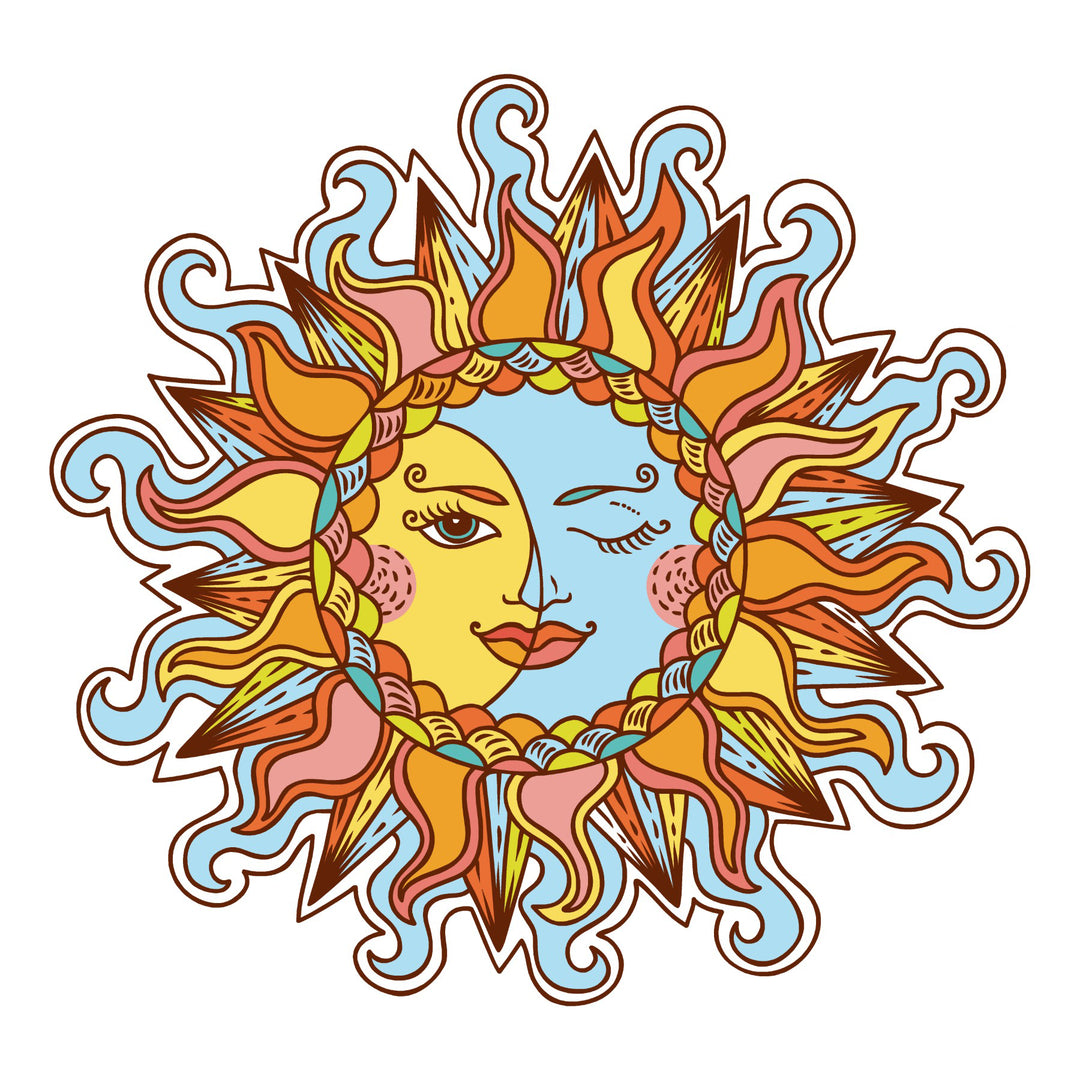 Sun and Moon Face Vinyl Sticker Decal