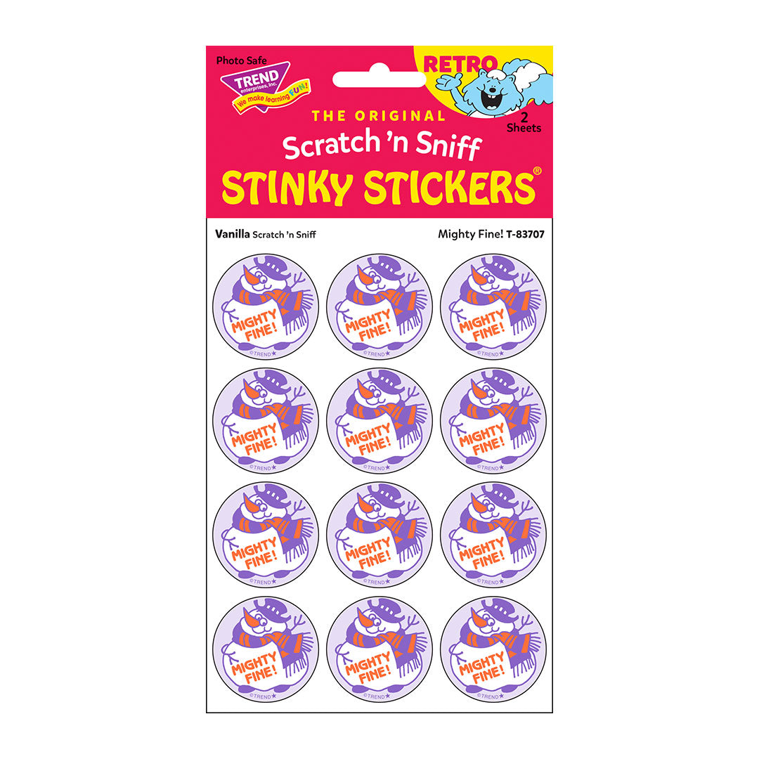 Mighty Fine! - Vanilla-Scented Snowman Retro Scratch And Sniff Stinky Stickers