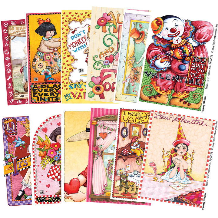 Mary Engelbreit's Valentine Queen of Hearts Vinyl Sticker Decals Tin