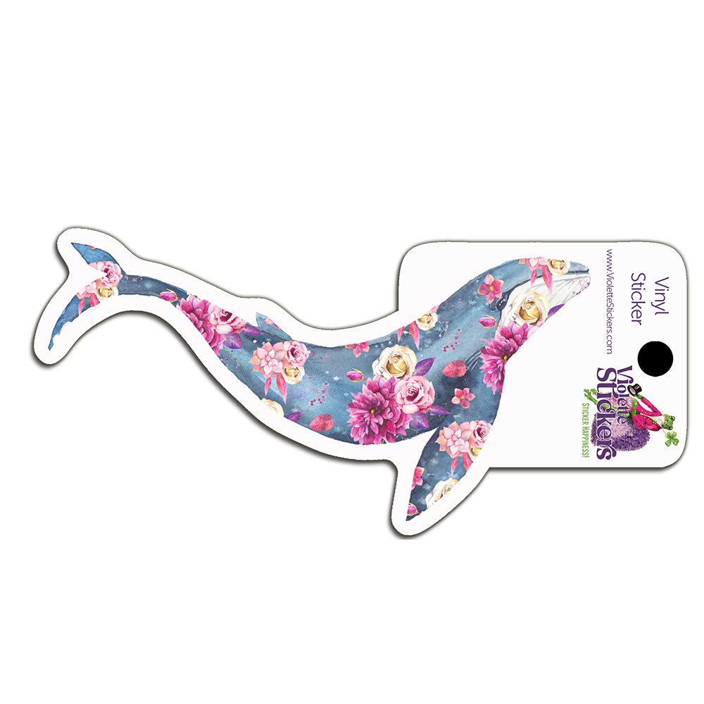 Floral Whale Vinyl Sticker Decal