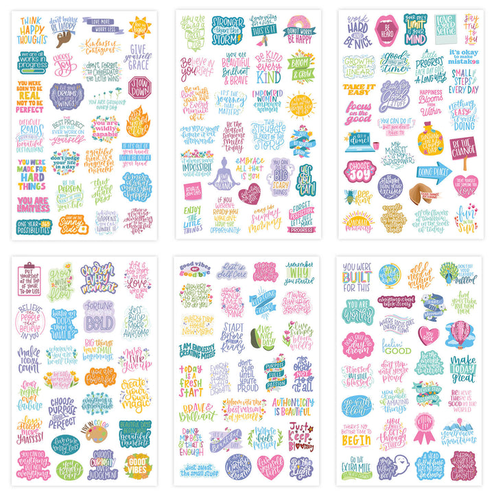 Inspirational Quote Planner Stickers Pack - Six Pages