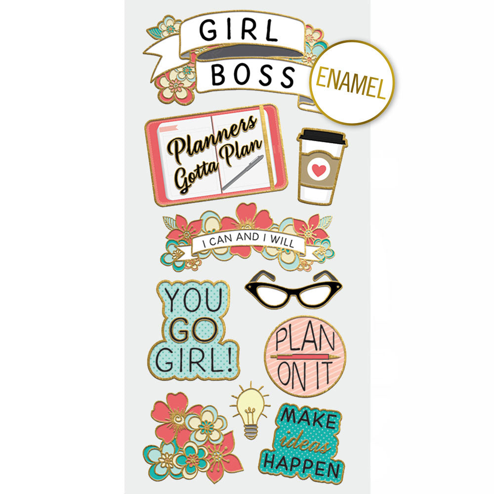 Girl Power Faux Enamel Stickers